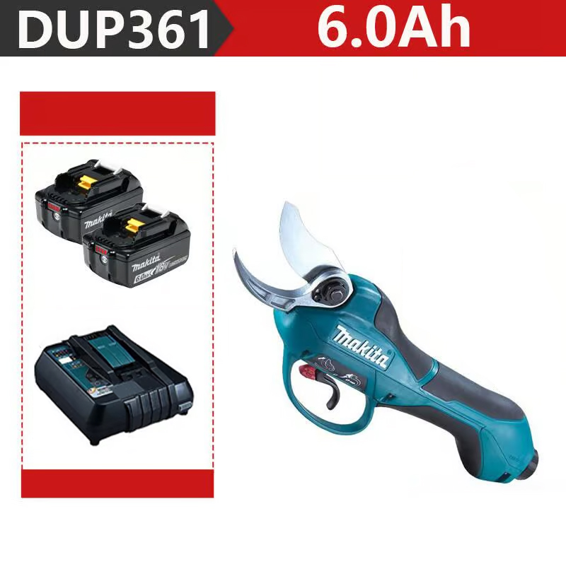【🔥75 €! 】[Makita DUP361 PT2 Vrtne škare 2000 W + dvije baterije od 6,0 Ah 48 V + punjač] Trajanje baterije: 12 sati