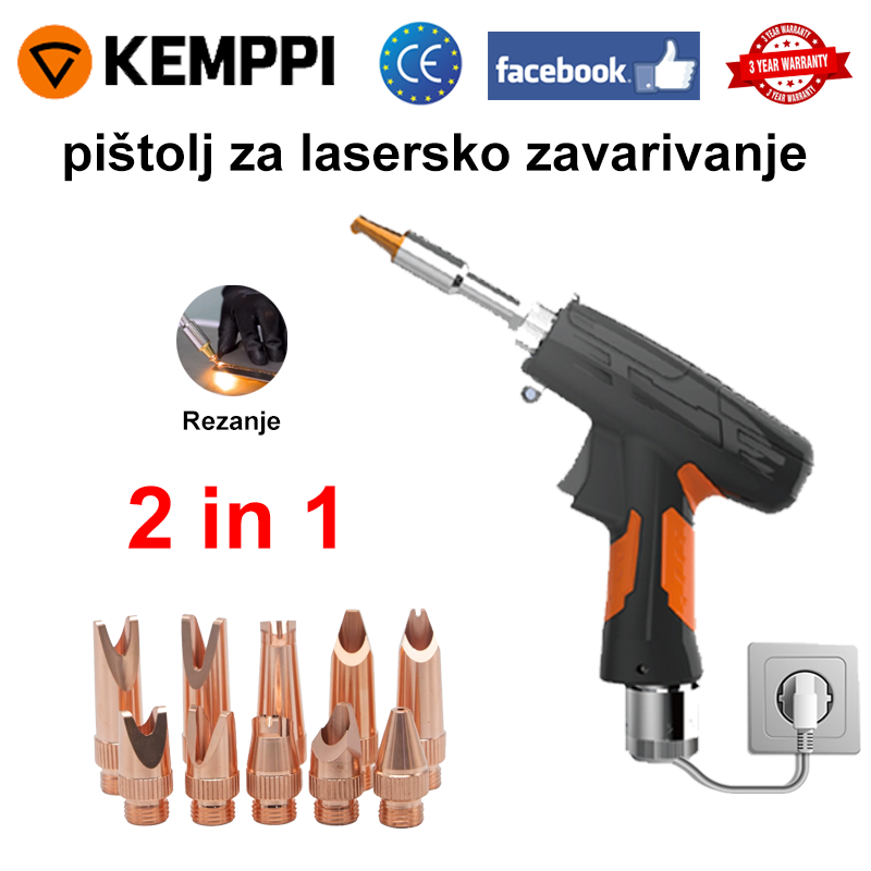 6000W višenamjenski laserski pištolj za zavarivanje (zavarivanje zlata/srebra/bakra/željeza/aluminija/nehrđajućeg čelika), zavarivanje + rezanje (brzina 10m/min, debljina 0-10mm)